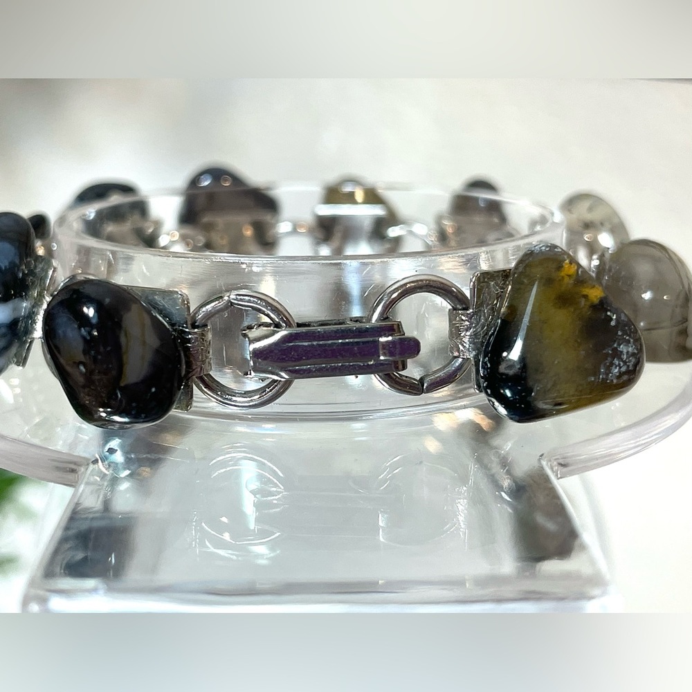 Vintage Multicolored Agate Natural Stone Silver Tone Bracelet | EUC - Picture 13 of 15